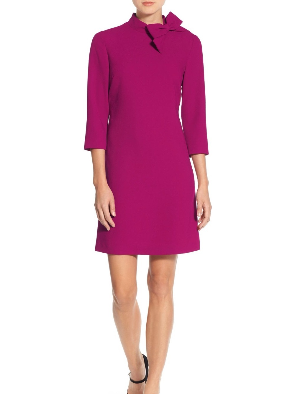 Eliza J Bow Neck Crepe Shift Dress Magenta Pink Size 14